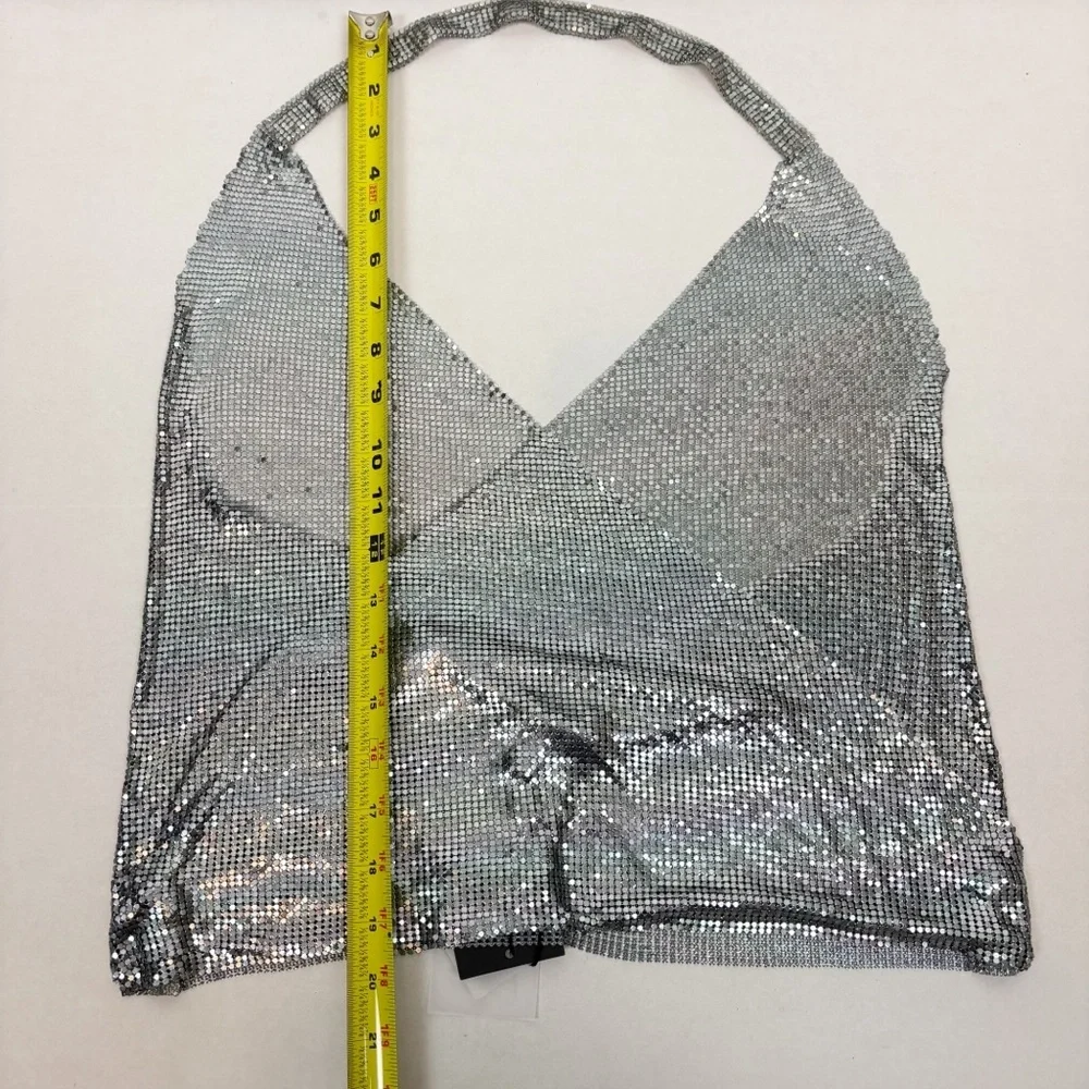 NBD Kimmy Halter Top in Silver Size S